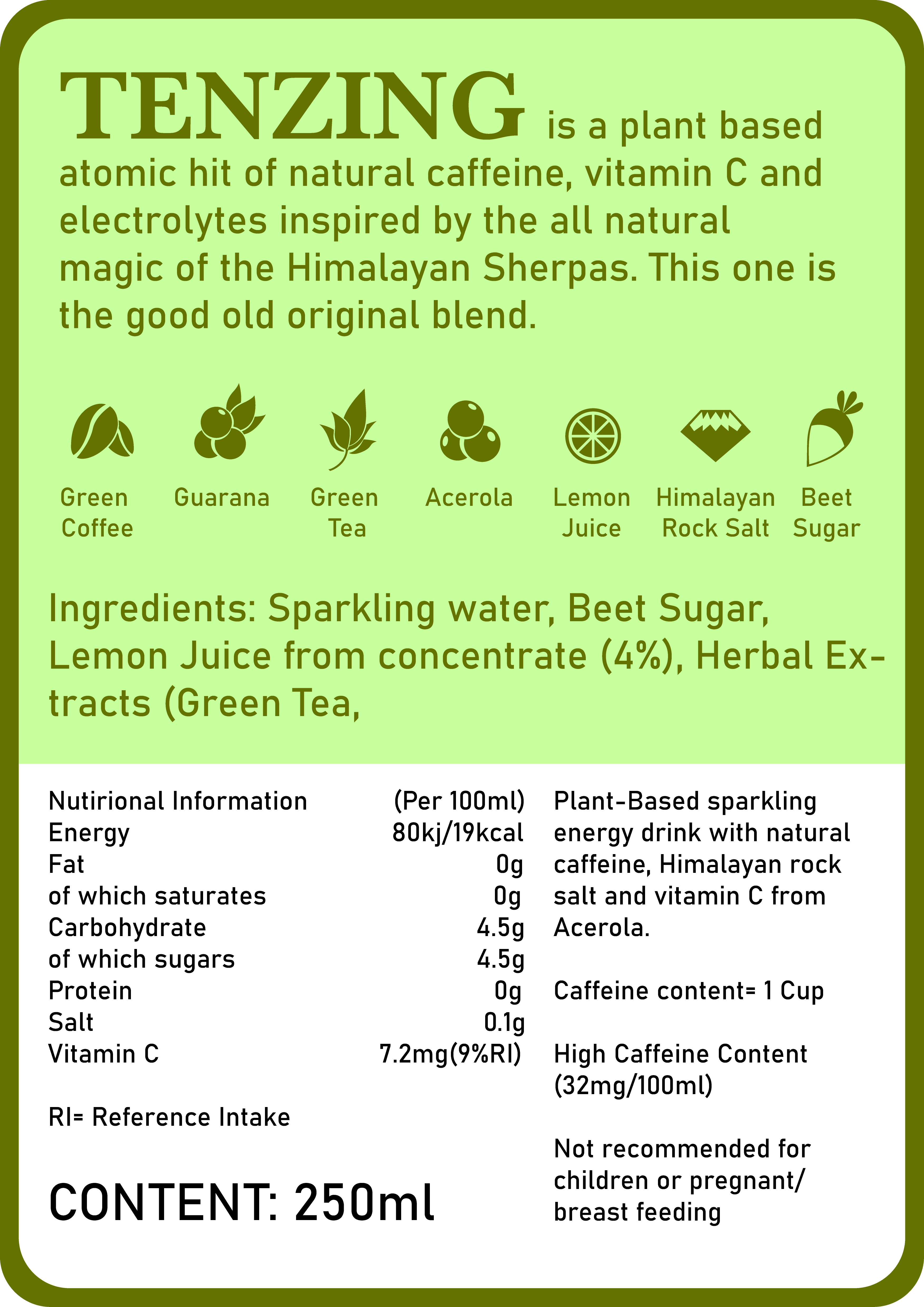 Tenzing Lime — back label