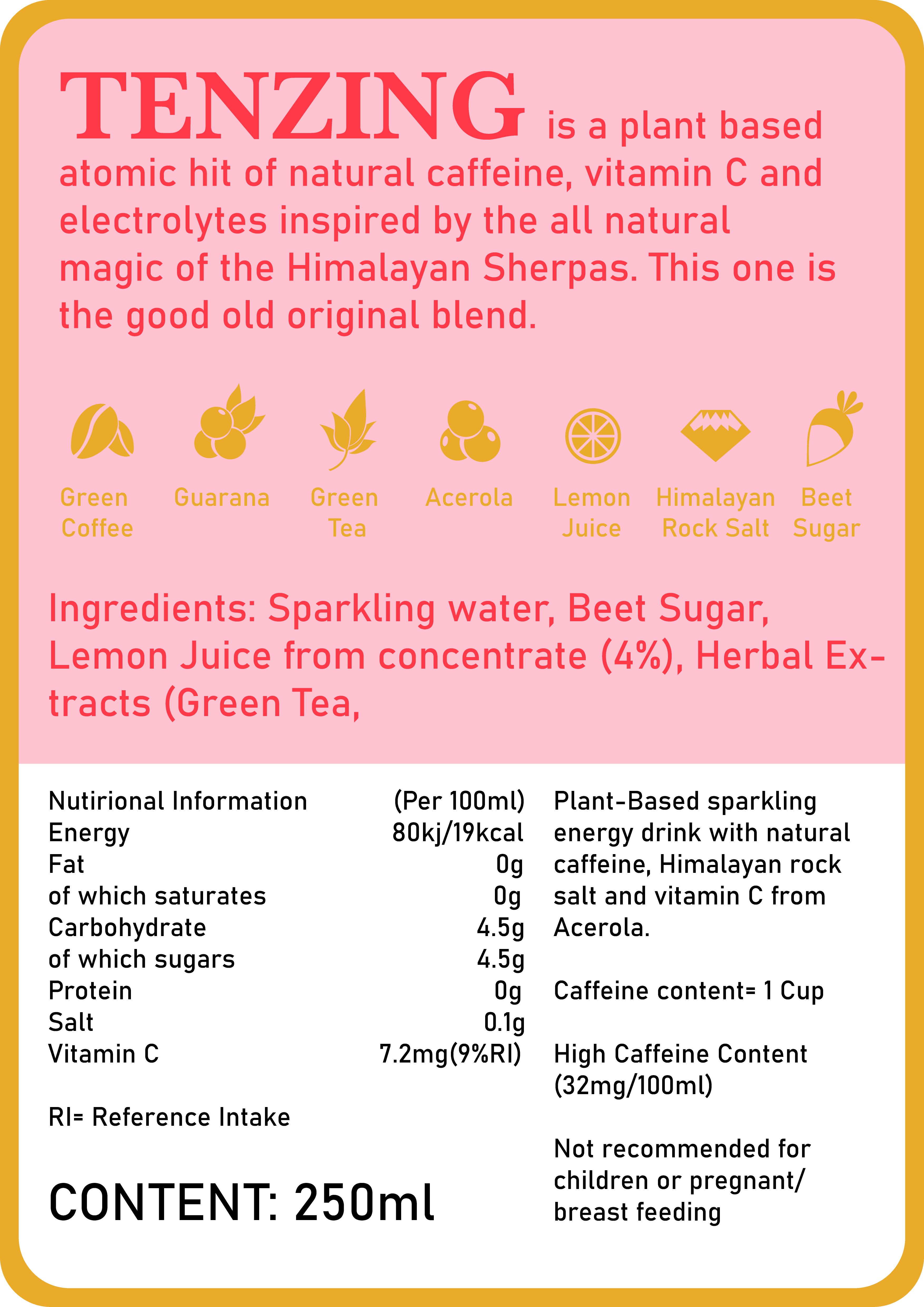 Tenzing Strawberry — back label